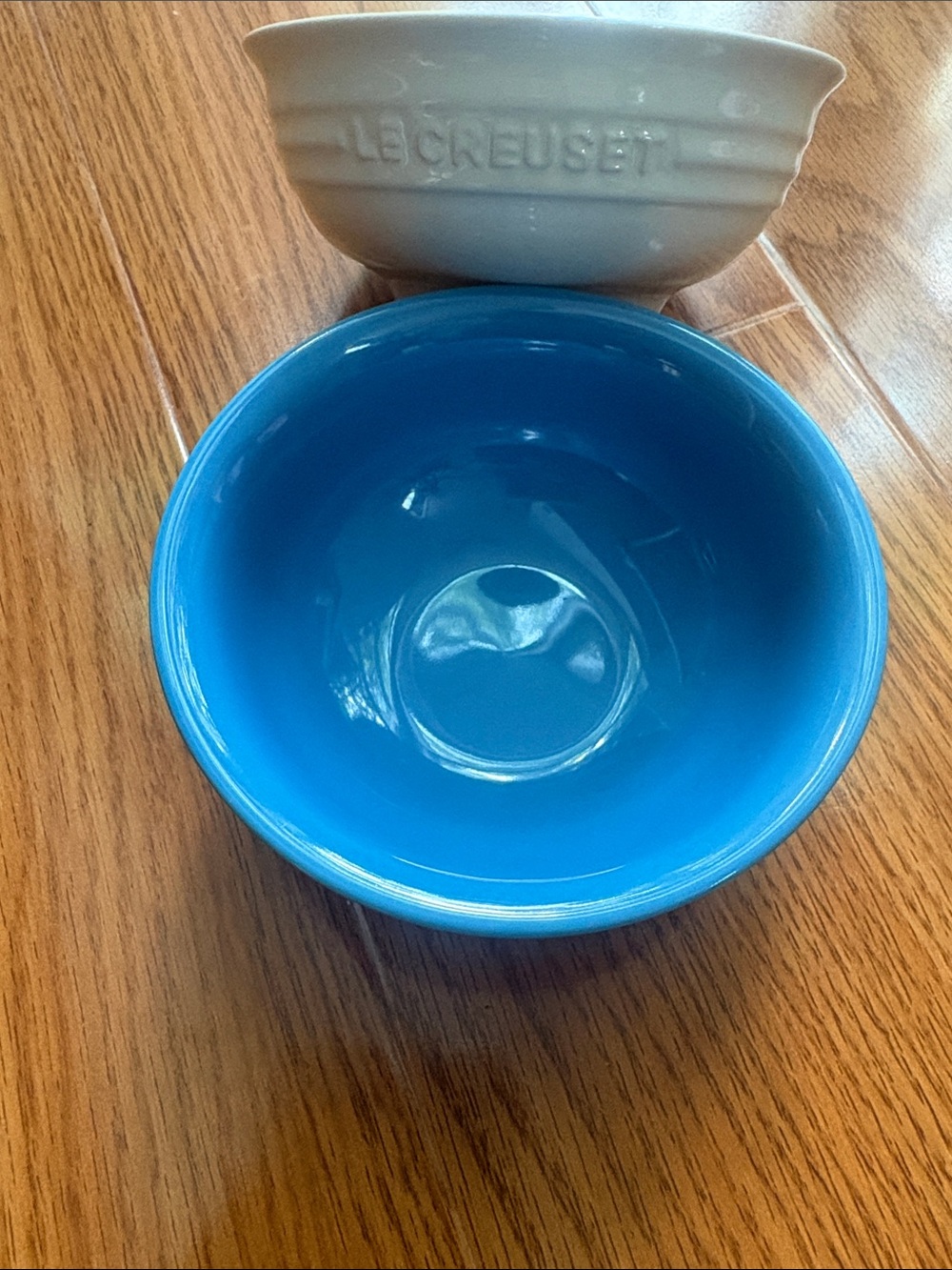 2 Le Creuset Dip Bowls Meringue and Azure Blue